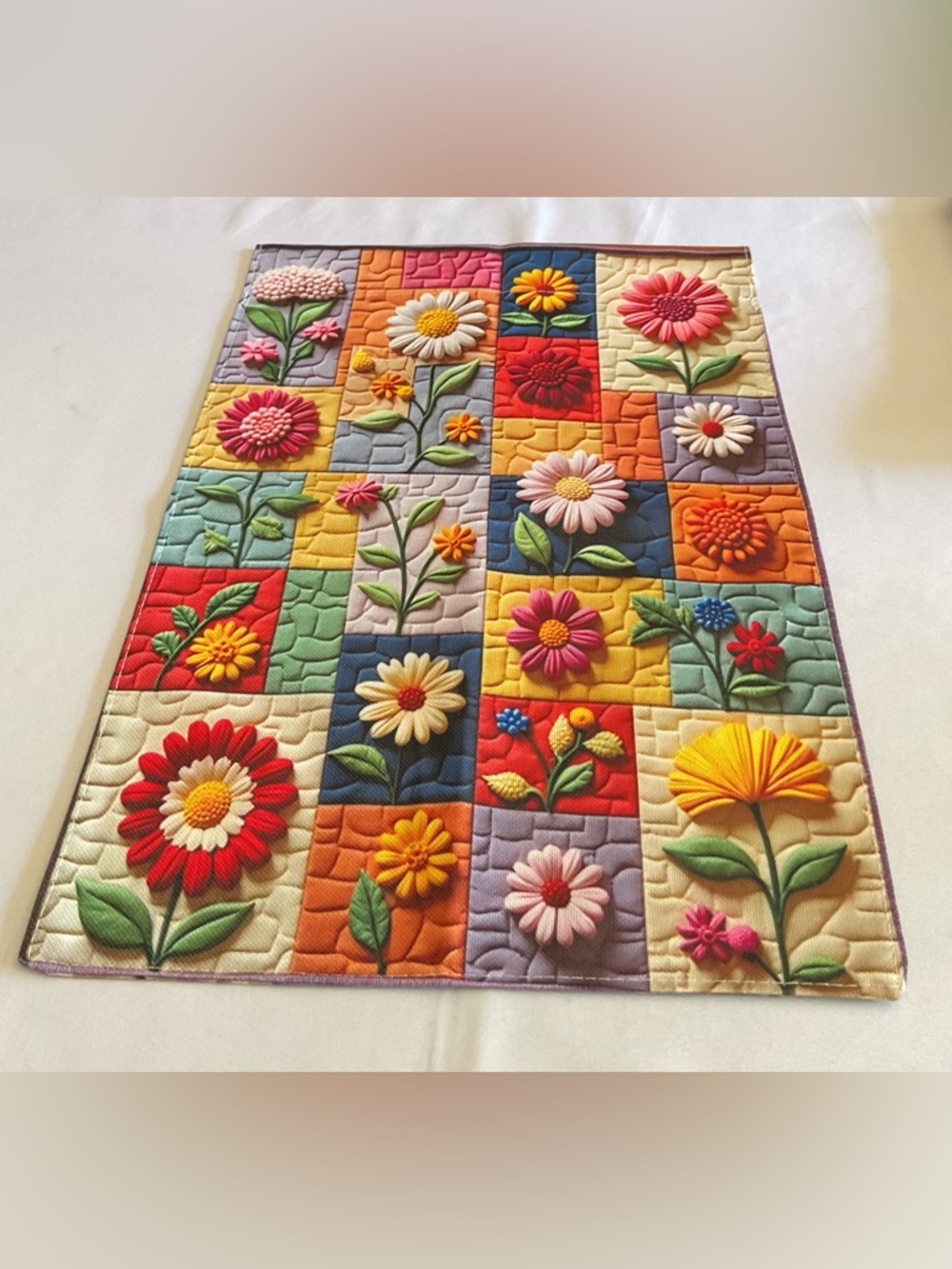 Floral Patchwork Quilt Garden Flag